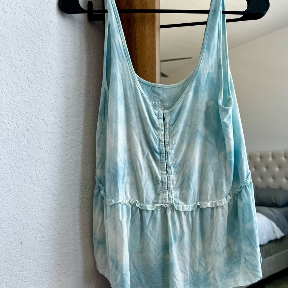 American Eagle Outfitters Tie-Dye Blue Tank Top